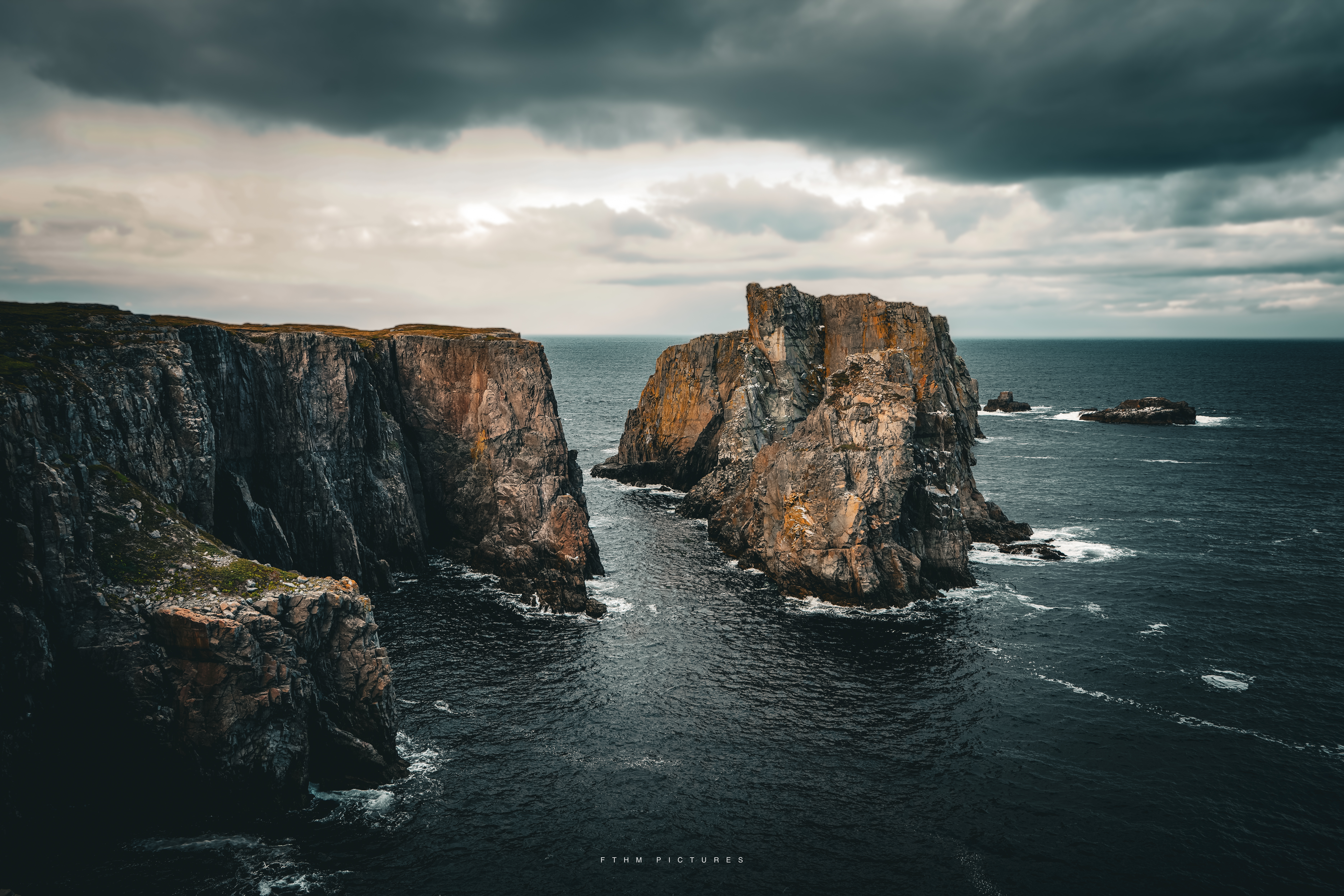 Dramatic sea stacks along the Newfoundland coastline