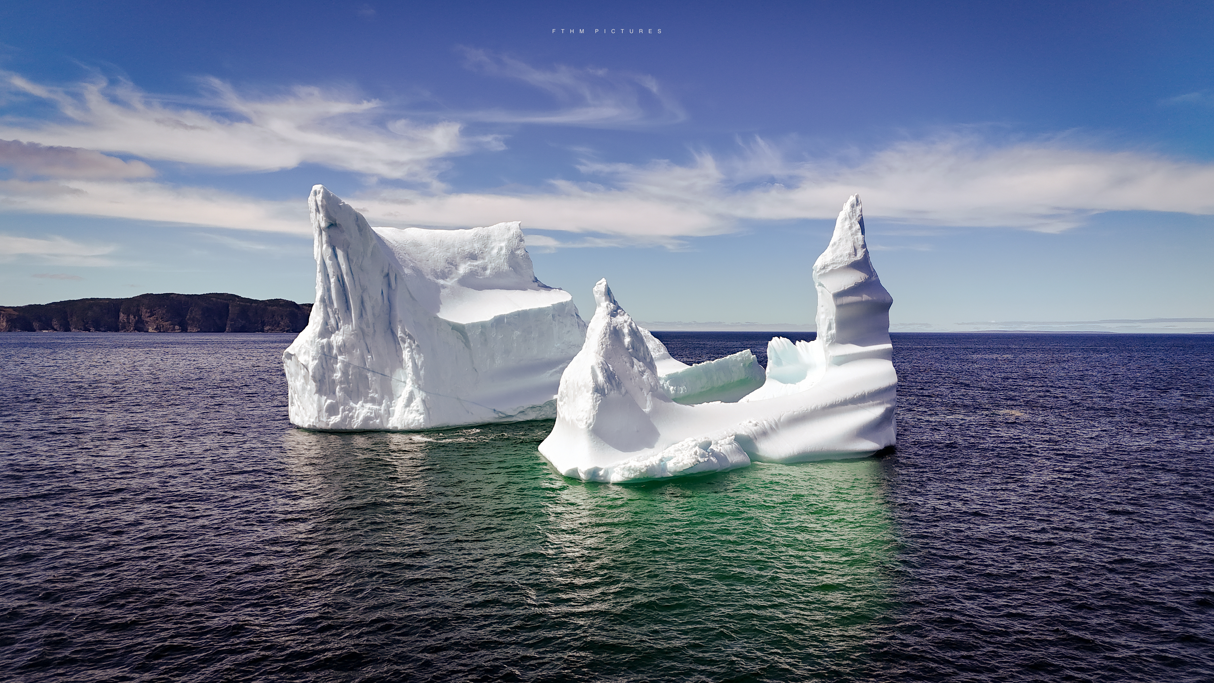 Icebergs floating in the North Atlantic off Newfoundland